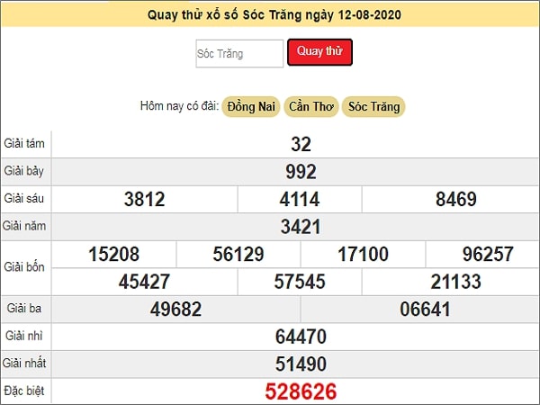 Quay thử XS Sóc Trăng ngày 12/8/2020